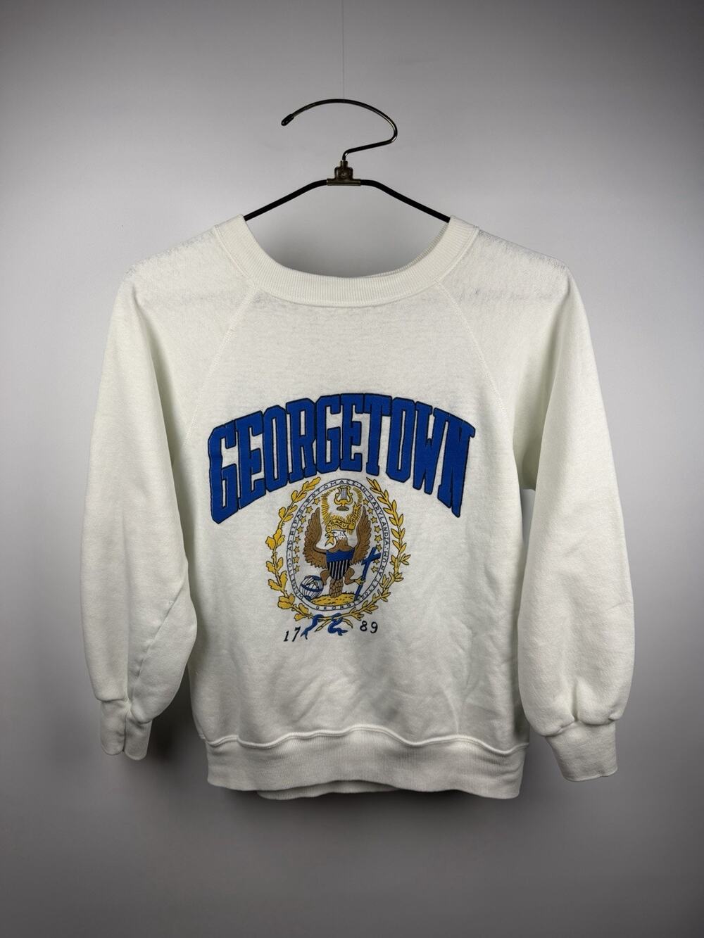 Vintage 80’s Georgetown Hoyas Crewneck Rare Double Sided Puff Print Medium 19x23